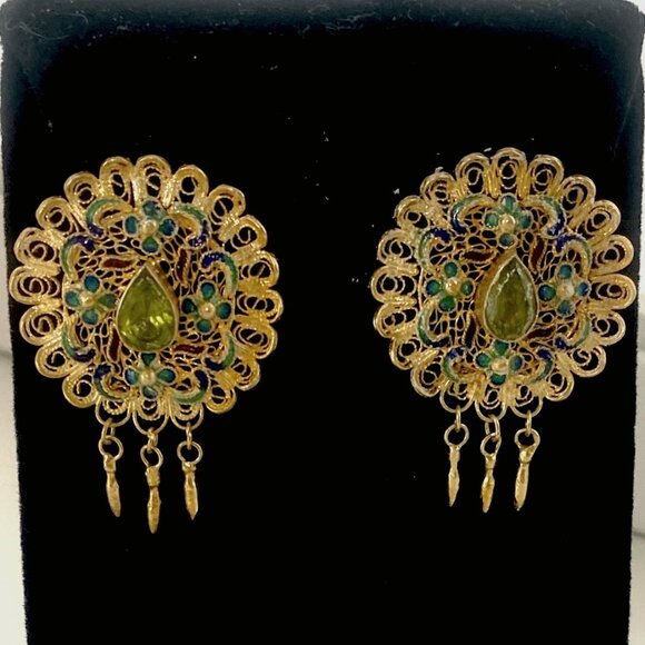 Barbara Garwood Jewelry - Barbara Garwood Peridot Earrings 24KT GOLD OVER STERLING Collectable Mongolian